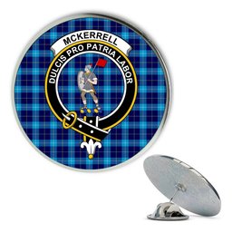 ScotsTee Shop Scottish McKerrell Metal Tartan Lapel Pin Scottish Clan Crest Badge