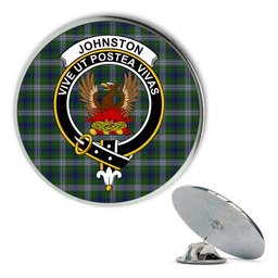 ScotsTee Shop Scottish Johnston Dress Dalgleish Metal Tartan Lapel Pin Scottish Clan Crest Badge