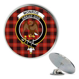 ScotsTee Shop Scottish Monroe Black and Red Ancient Metal Tartan Lapel Pin Scottish Clan Crest Badge
