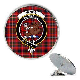 ScotsTee Shop Scottish Innes Modern Metal Tartan Lapel Pin Scottish Clan Crest Badge