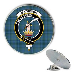 ScotsTee Shop Scottish Matheson Hunting Ancient Metal Tartan Lapel Pin Scottish Clan Crest Badge