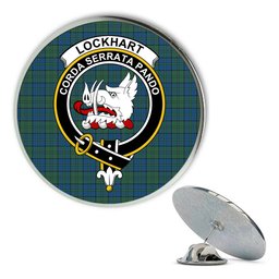 ScotsTee Shop Scottish Lockhart Metal Tartan Lapel Pin Scottish Clan Crest Badge