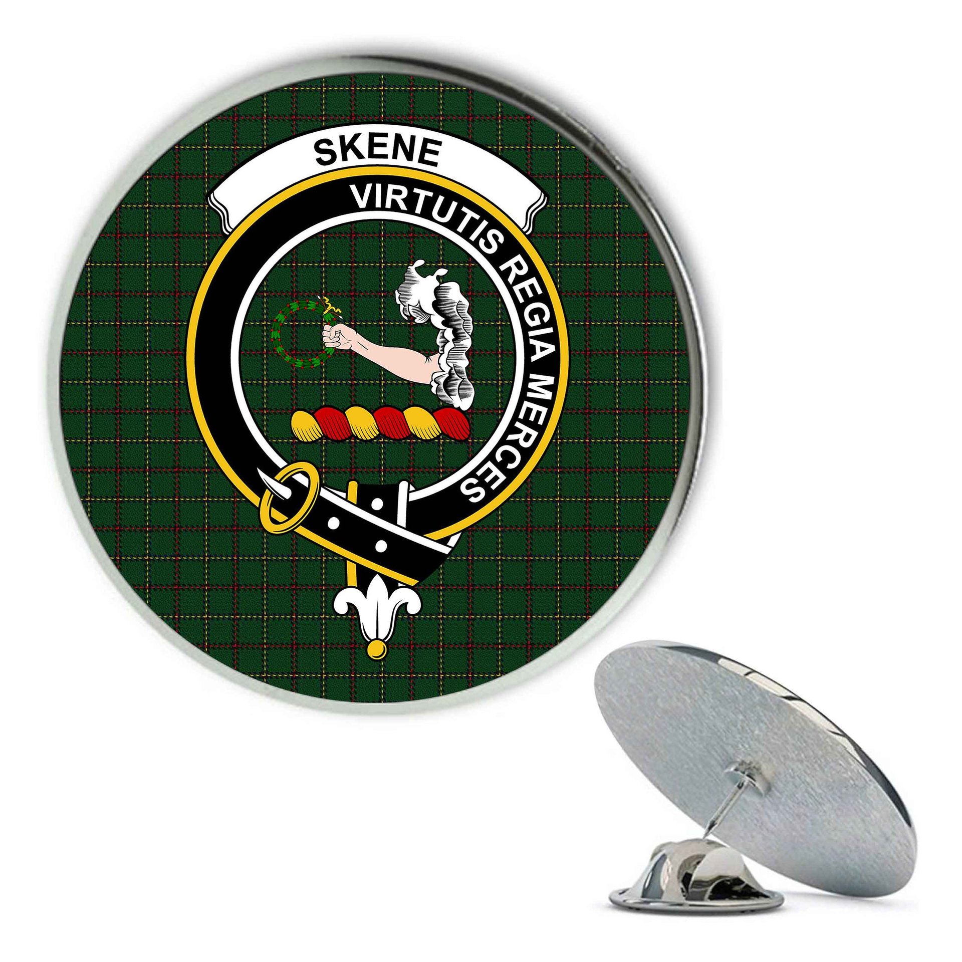 ScotsTee Shop Scottish Skene Hunting Metal Tartan Lapel Pin Scottish Clan Crest Badge