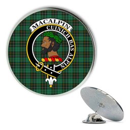 ScotsTee Shop Scottish MacAlpine Ancient Metal Tartan Lapel Pin Scottish Clan Crest Badge