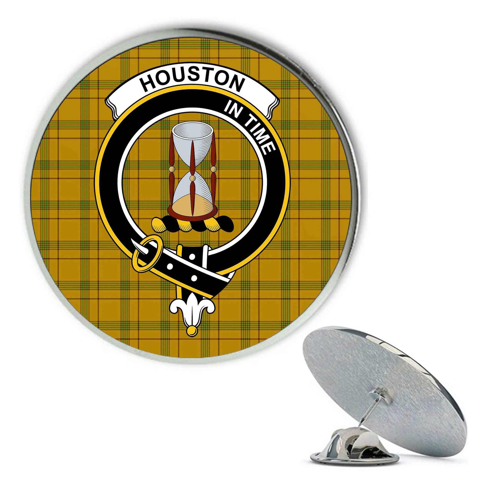 ScotsTee Shop Scottish Houston Metal Tartan Lapel Pin Scottish Clan Crest Badge