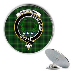 ScotsTee Shop Scottish McArthur Highland Metal Tartan Lapel Pin Scottish Clan Crest Badge