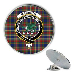 ScotsTee Shop Scottish MacBeth Modern Metal Tartan Lapel Pin Scottish Clan Crest Badge