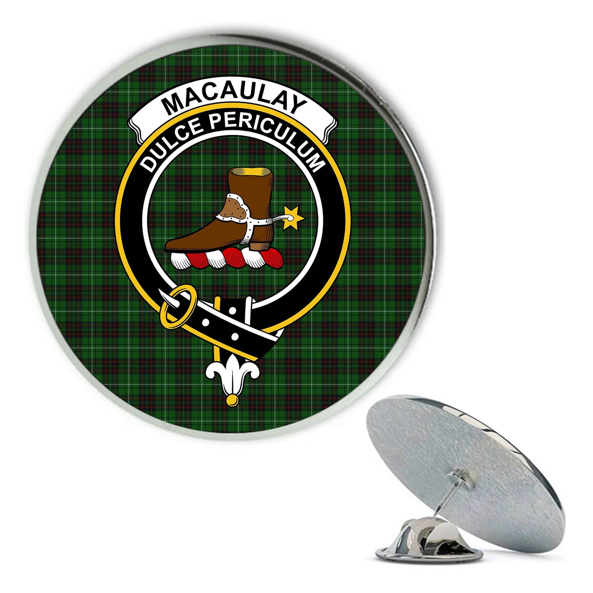 ScotsTee Shop Scottish MacAulay of Lewis Metal Tartan Lapel Pin Scottish Clan Crest Badge