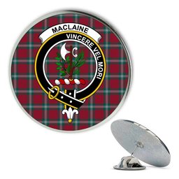 ScotsTee Shop Scottish MacLaine of Loch Buie Modern Metal Tartan Lapel Pin Scottish Clan Crest Badge