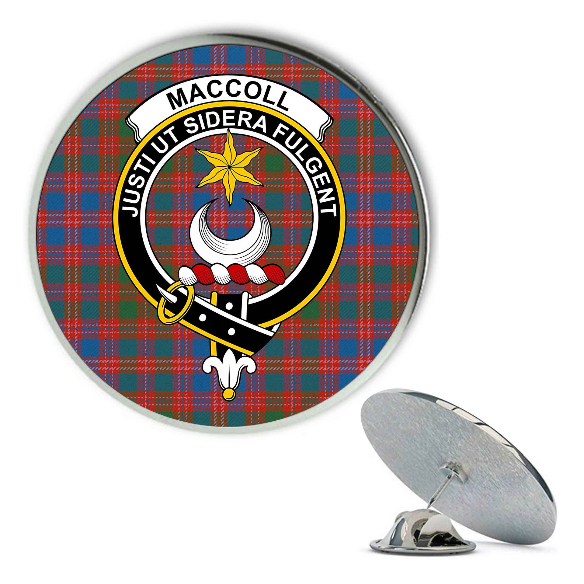 ScotsTee Shop Scottish MacColl Old Ancient Metal Tartan Lapel Pin Scottish Clan Crest Badge