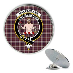 ScotsTee Shop Scottish MacFarlane Dress Metal Tartan Lapel Pin Scottish Clan Crest Badge