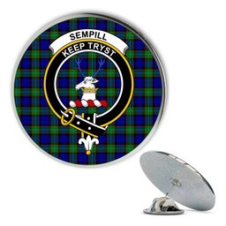 ScotsTee Shop Scottish Sempill Modern Metal Tartan Lapel Pin Scottish Clan Crest Badge