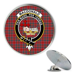 ScotsTee Shop Scottish MacDonald of Lochmaddy Modern Metal Tartan Lapel Pin Scottish Clan Crest Badge
