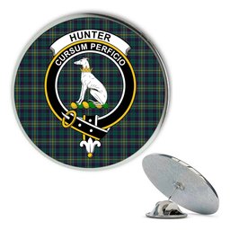 ScotsTee Shop Scottish Hunter of Hunterston Modern Metal Tartan Lapel Pin Scottish Clan Crest Badge