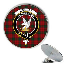ScotsTee Shop Scottish Lindsay 3 Metal Tartan Lapel Pin Scottish Clan Crest Badge