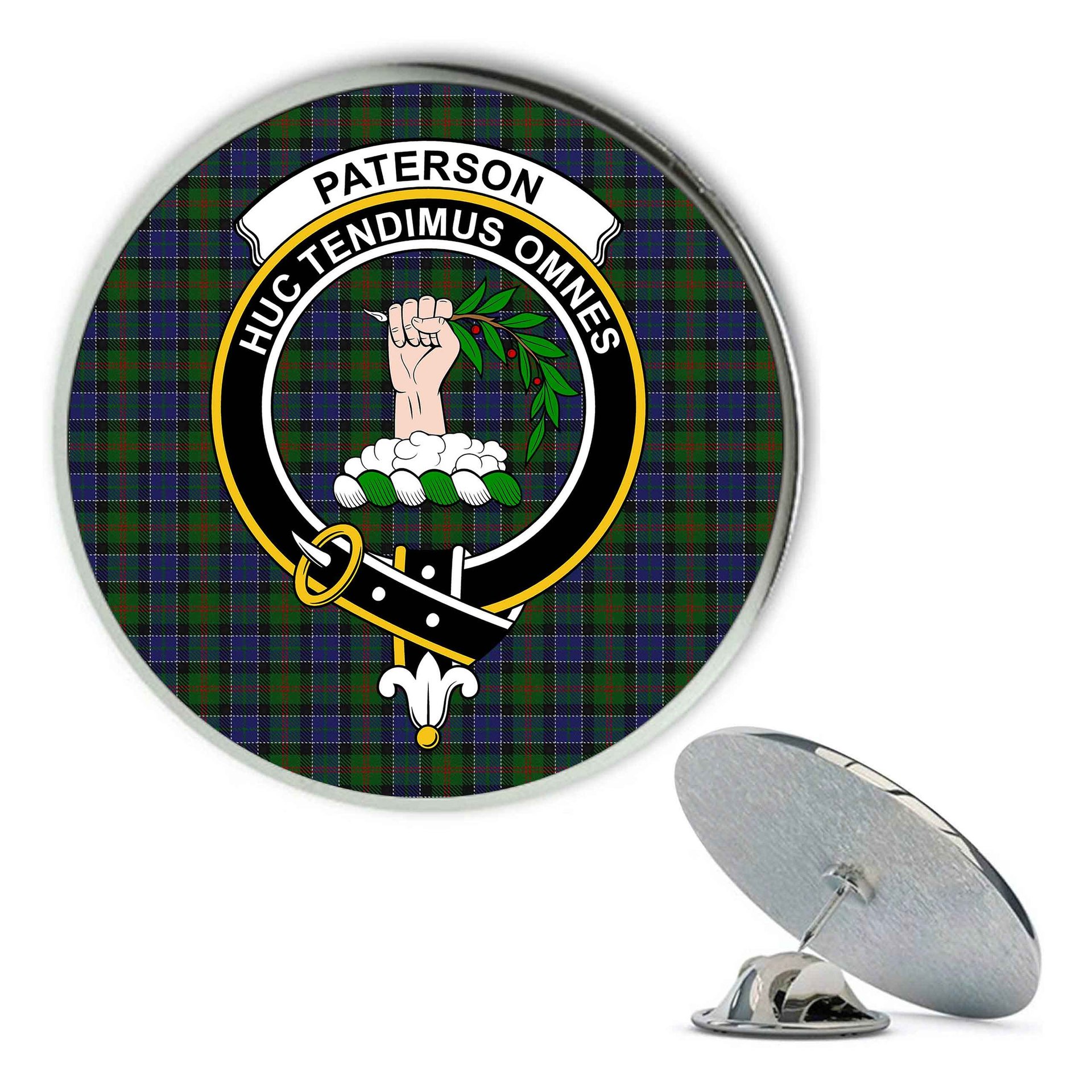 ScotsTee Shop Scottish Paterson Metal Tartan Lapel Pin Scottish Clan Crest Badge
