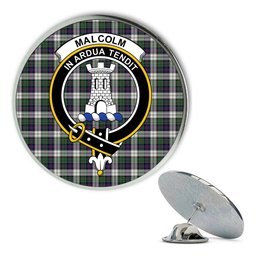 ScotsTee Shop Scottish Malcolm Dress Modern Metal Tartan Lapel Pin Scottish Clan Crest Badge