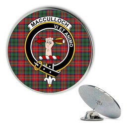 ScotsTee Shop Scottish MacCulloch Modern Metal Tartan Lapel Pin Scottish Clan Crest Badge
