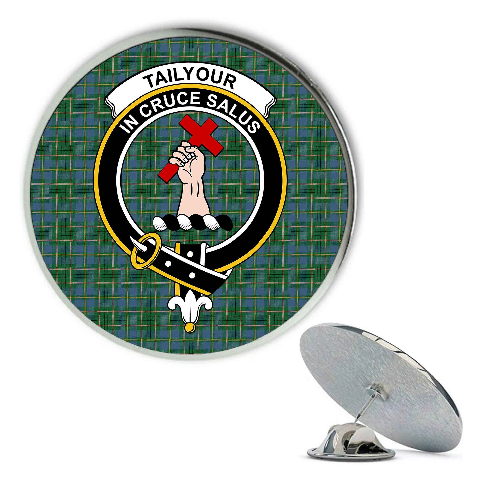 ScotsTee Shop Scottish Tailyour Ancient Metal Tartan Lapel Pin Scottish Clan Crest Badge