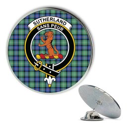 ScotsTee Shop Scottish Sutherland Old Ancient SC Metal Tartan Lapel Pin Scottish Clan Crest Badge