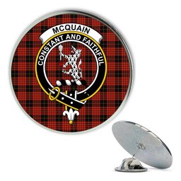 ScotsTee Shop Scottish Mcquain Ancient Metal Tartan Lapel Pin Scottish Clan Crest Badge