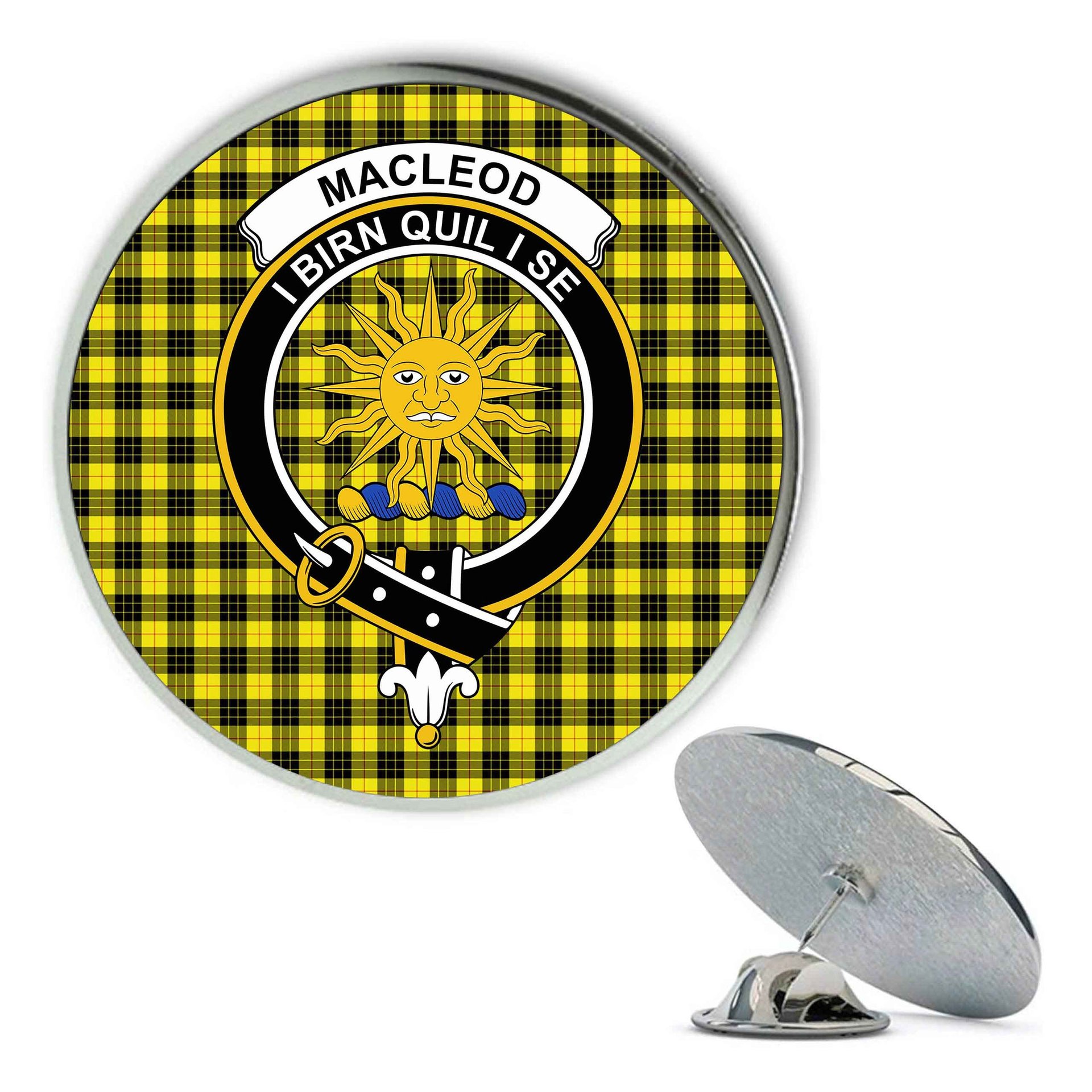 ScotsTee Shop Scottish MacLeod of Lewis Modern Metal Tartan Lapel Pin Scottish Clan Crest Badge