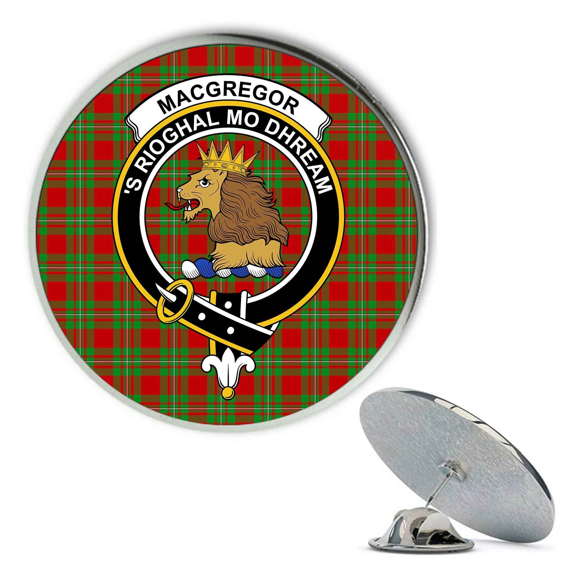 ScotsTee Shop Scottish MacGregor Modern SC Metal Tartan Lapel Pin Scottish Clan Crest Badge