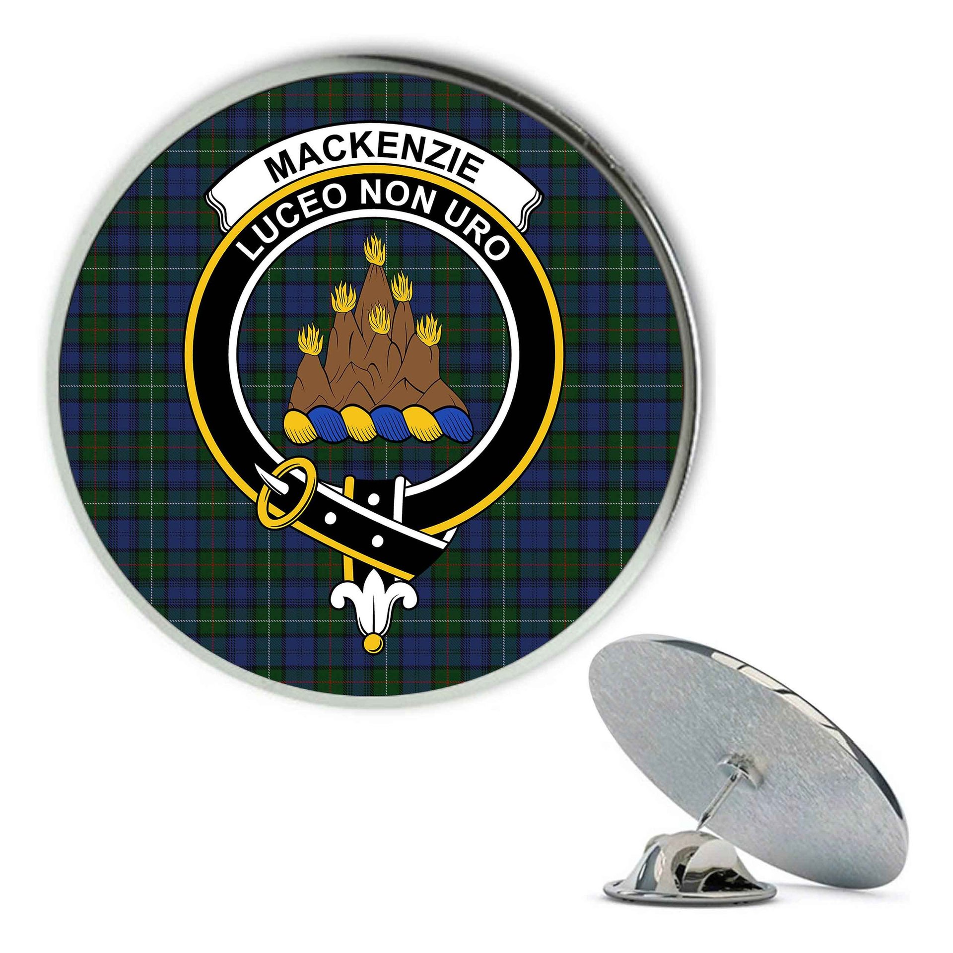 ScotsTee Shop Scottish MacKenzie Vestiarium Scoticum Metal Tartan Lapel Pin Scottish Clan Crest Badge