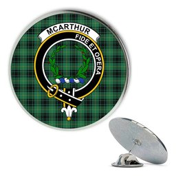 ScotsTee Shop Scottish McArthur Ancient Metal Tartan Lapel Pin Scottish Clan Crest Badge