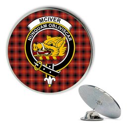 ScotsTee Shop Scottish McIver Ancient Metal Tartan Lapel Pin Scottish Clan Crest Badge