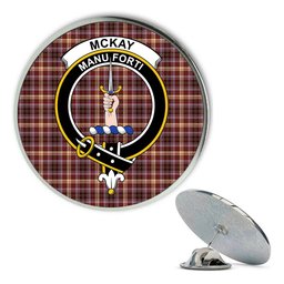 ScotsTee Shop Scottish McKay of Strathnaver Modern Metal Tartan Lapel Pin Scottish Clan Crest Badge