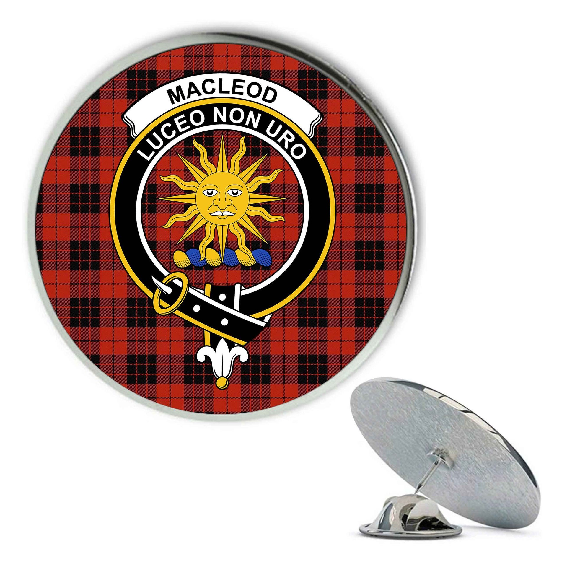 ScotsTee Shop Scottish MacLeod of Raasay Ancient Metal Tartan Lapel Pin Scottish Clan Crest Badge