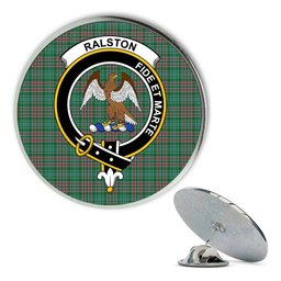 ScotsTee Shop Scottish Ralston USA Ancient Metal Tartan Lapel Pin Scottish Clan Crest Badge