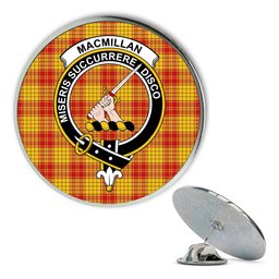 ScotsTee Shop Scottish MacMillan Dress Modern Metal Tartan Lapel Pin Scottish Clan Crest Badge