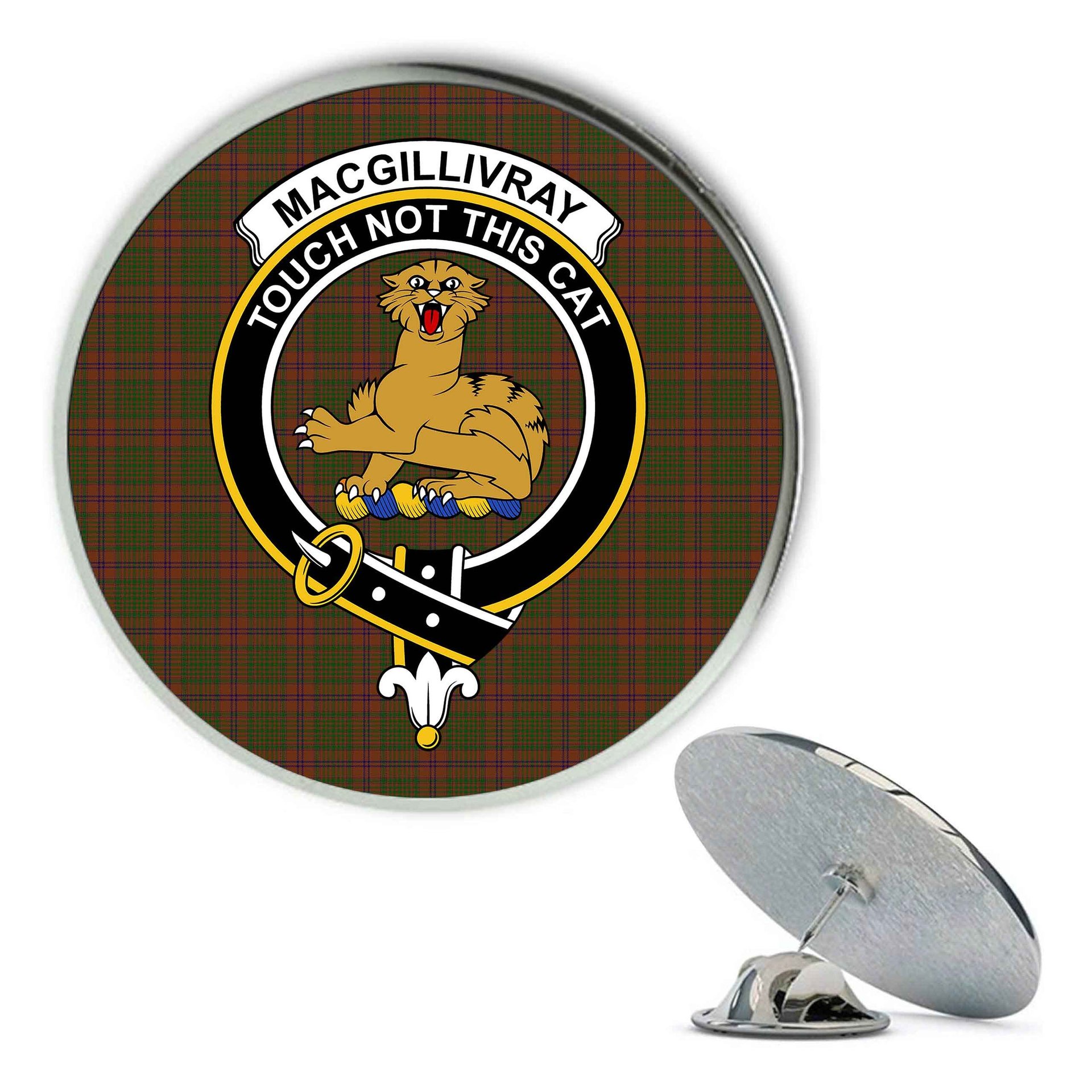 ScotsTee Shop Scottish MacGillivray Hunting Metal Tartan Lapel Pin Scottish Clan Crest Badge