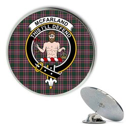 ScotsTee Shop Scottish McFarland Hunting Modern Metal Tartan Lapel Pin Scottish Clan Crest Badge