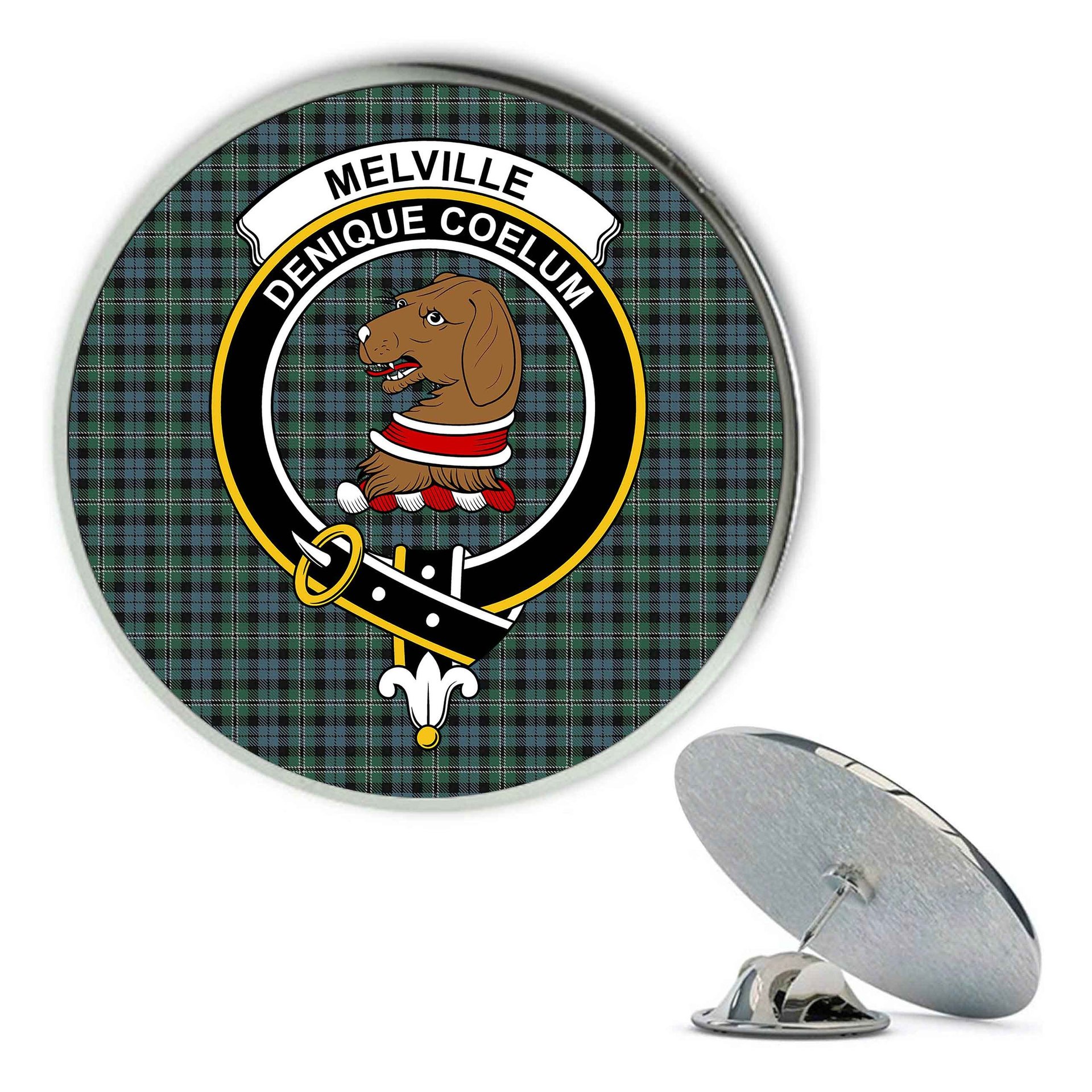 ScotsTee Shop Scottish Melville Metal Tartan Lapel Pin Scottish Clan Crest Badge