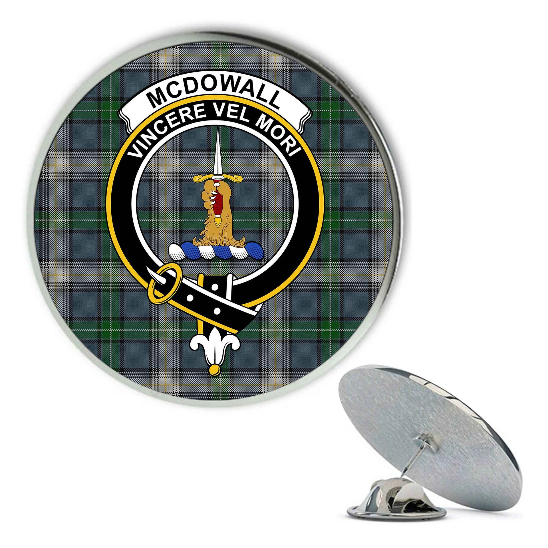 ScotsTee Shop Scottish McDowall Metal Tartan Lapel Pin Scottish Clan Crest Badge