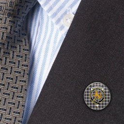 ScotsTee Shop Scottish MacPherson of Cluny Black and White Metal Tartan Lapel Pin Scottish Clan Crest Badge
