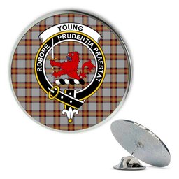 ScotsTee Shop Scottish Young, Christina Metal Tartan Lapel Pin Scottish Clan Crest Badge