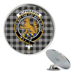 ScotsTee Shop Scottish McPherson Dress Metal Tartan Lapel Pin Scottish Clan Crest Badge