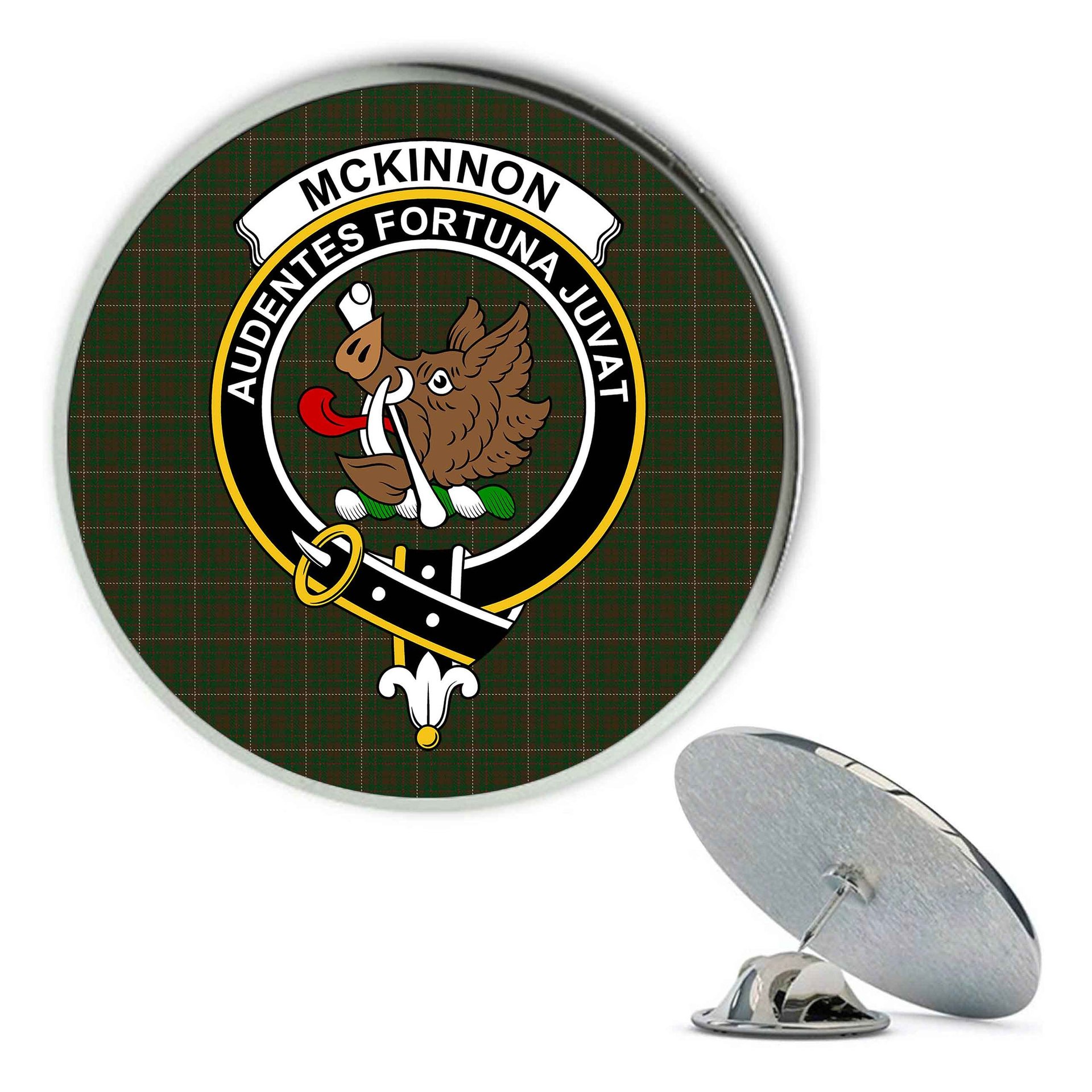 ScotsTee Shop Scottish McKinnon Hunting Metal Tartan Lapel Pin Scottish Clan Crest Badge