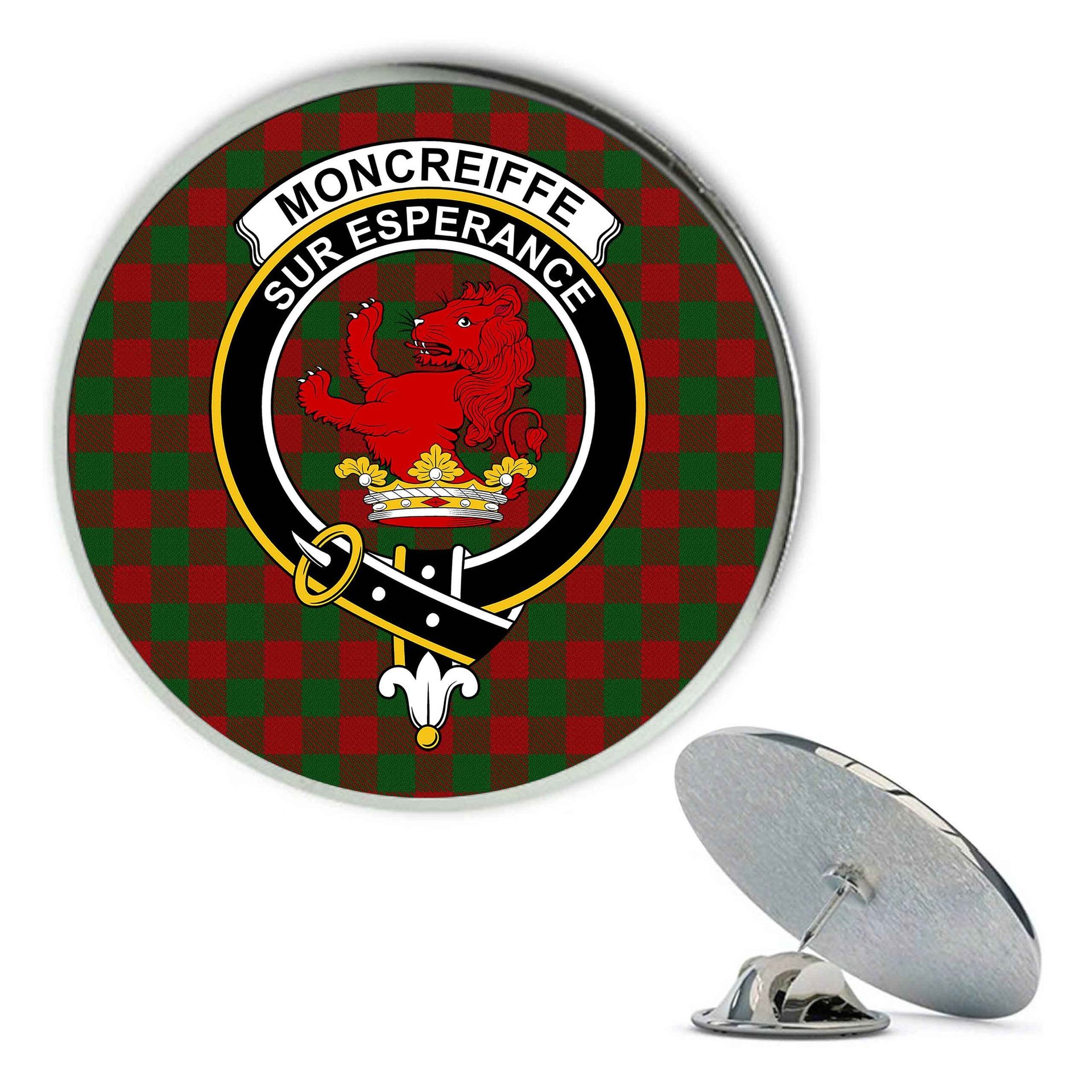 ScotsTee Shop Scottish Moncreiffe Metal Tartan Lapel Pin Scottish Clan Crest Badge