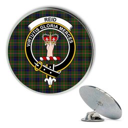 ScotsTee Shop Scottish Reid Green Metal Tartan Lapel Pin Scottish Clan Crest Badge