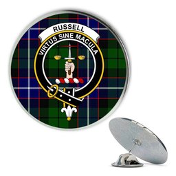 ScotsTee Shop Scottish Russell SC Metal Tartan Lapel Pin Scottish Clan Crest Badge