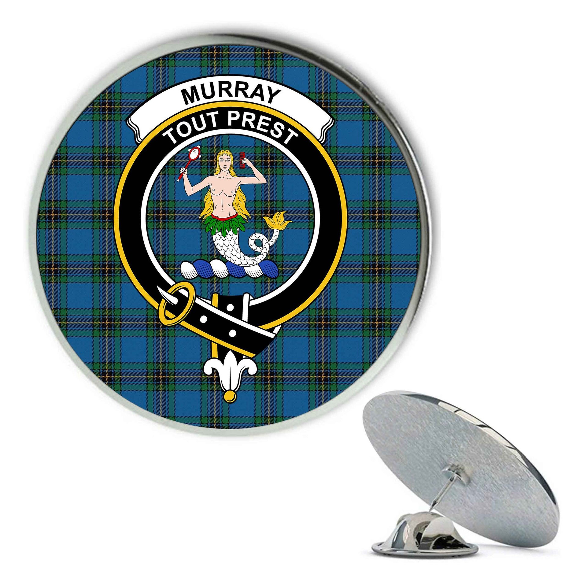 ScotsTee Shop Scottish Murray of Elibank Ancient Metal Tartan Lapel Pin Scottish Clan Crest Badge