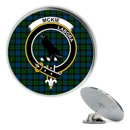 ScotsTee Shop Scottish McKie Metal Tartan Lapel Pin Scottish Clan Crest Badge