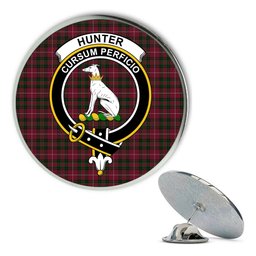 ScotsTee Shop Scottish Hunter of Bute Metal Tartan Lapel Pin Scottish Clan Crest Badge