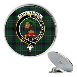 ScotsTee Shop Scottish MacAlpine 1906 Metal Tartan Lapel Pin Scottish Clan Crest Badge