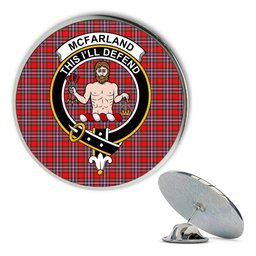 ScotsTee Shop Scottish McFarland Modern Metal Tartan Lapel Pin Scottish Clan Crest Badge